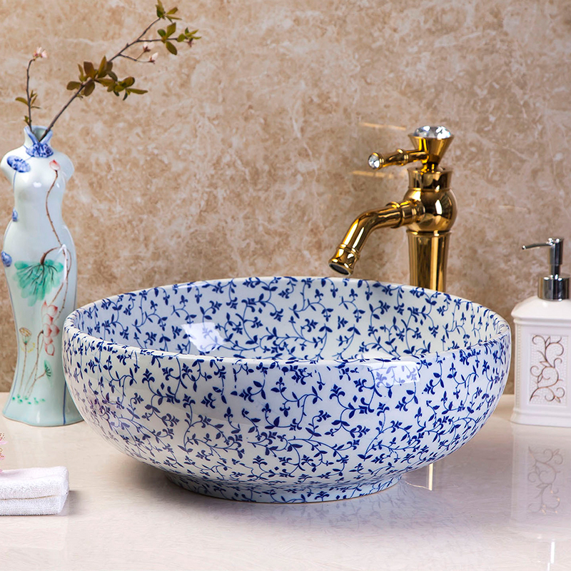 Blue Floral Pattern Washbasin