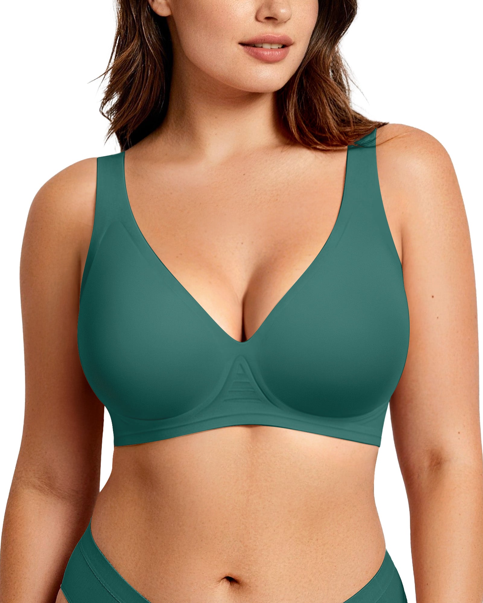 Deep V Jelly Bra No Underwire - Emerald Gem - L
