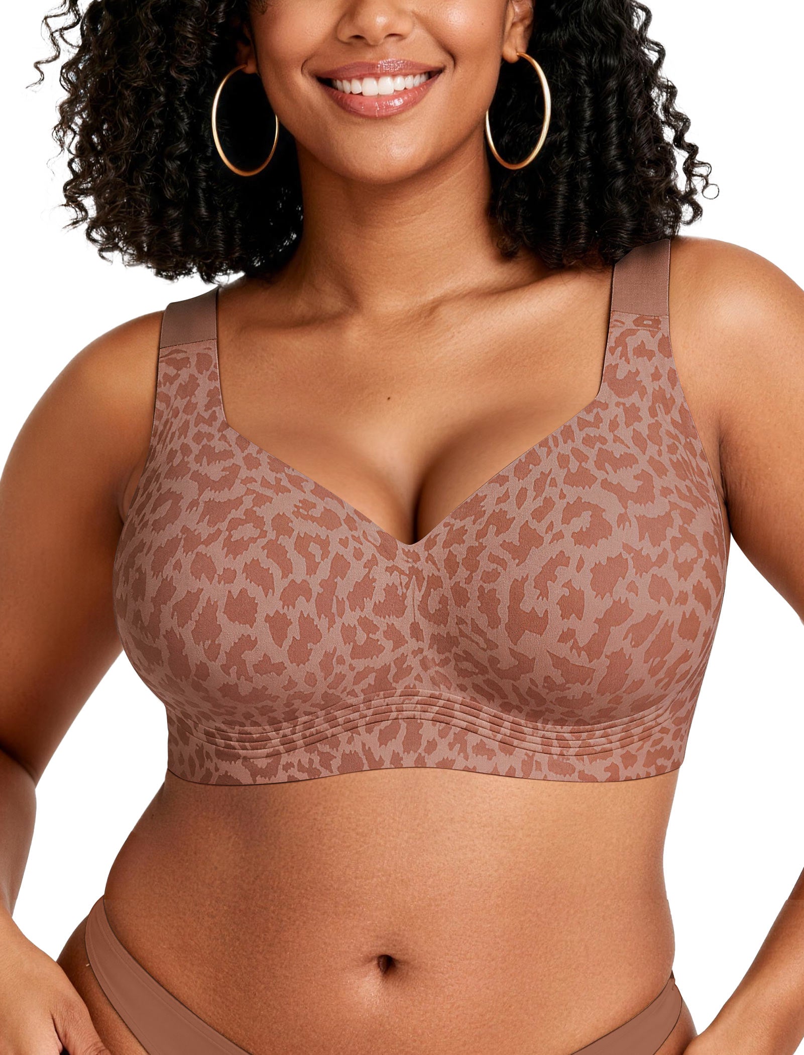 Jelly Bra Plus Size Supportive Seamless Bras - Latte Leopard - 4XL