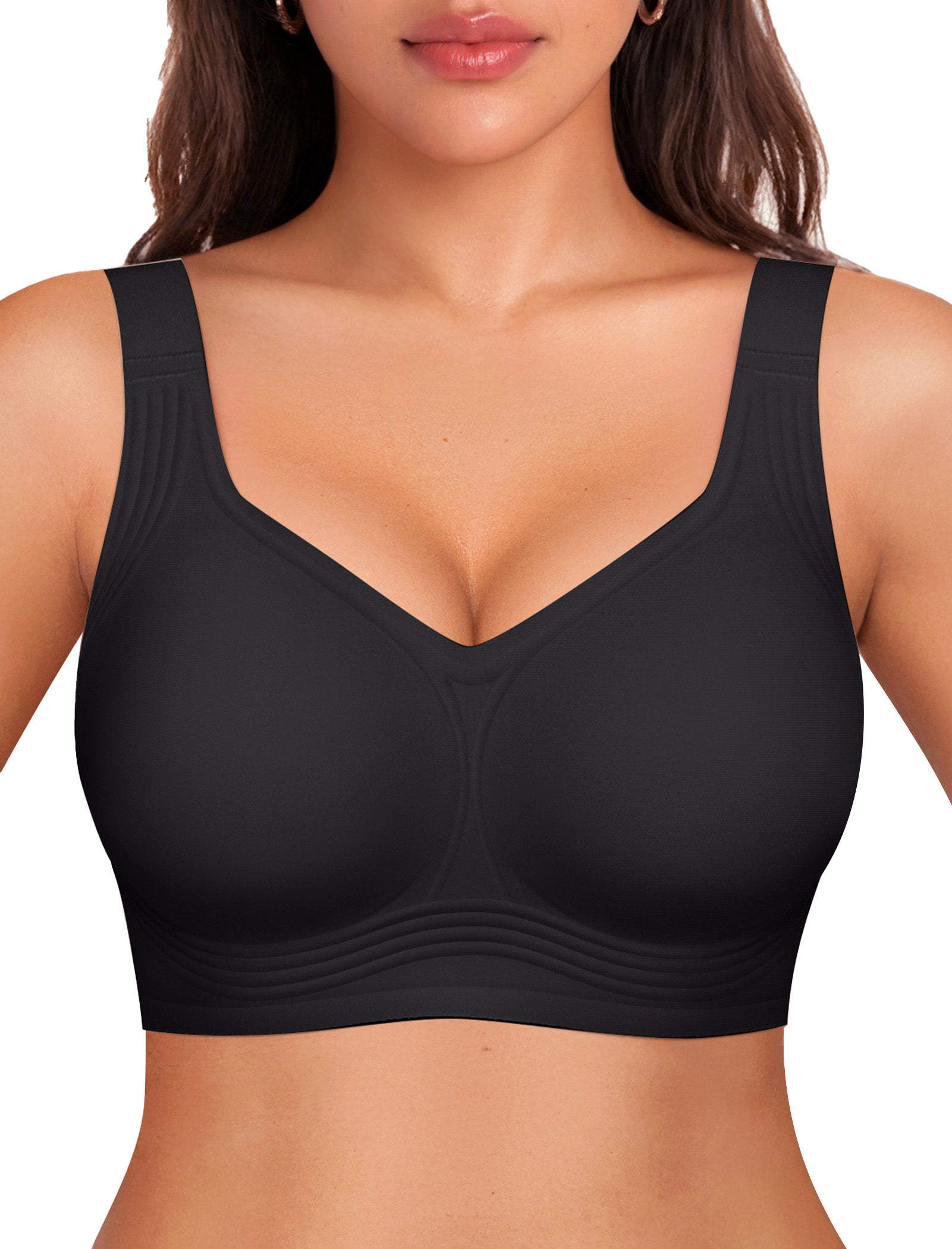 Jelly Bra Plus Size Supportive Seamless Bras - Black - L