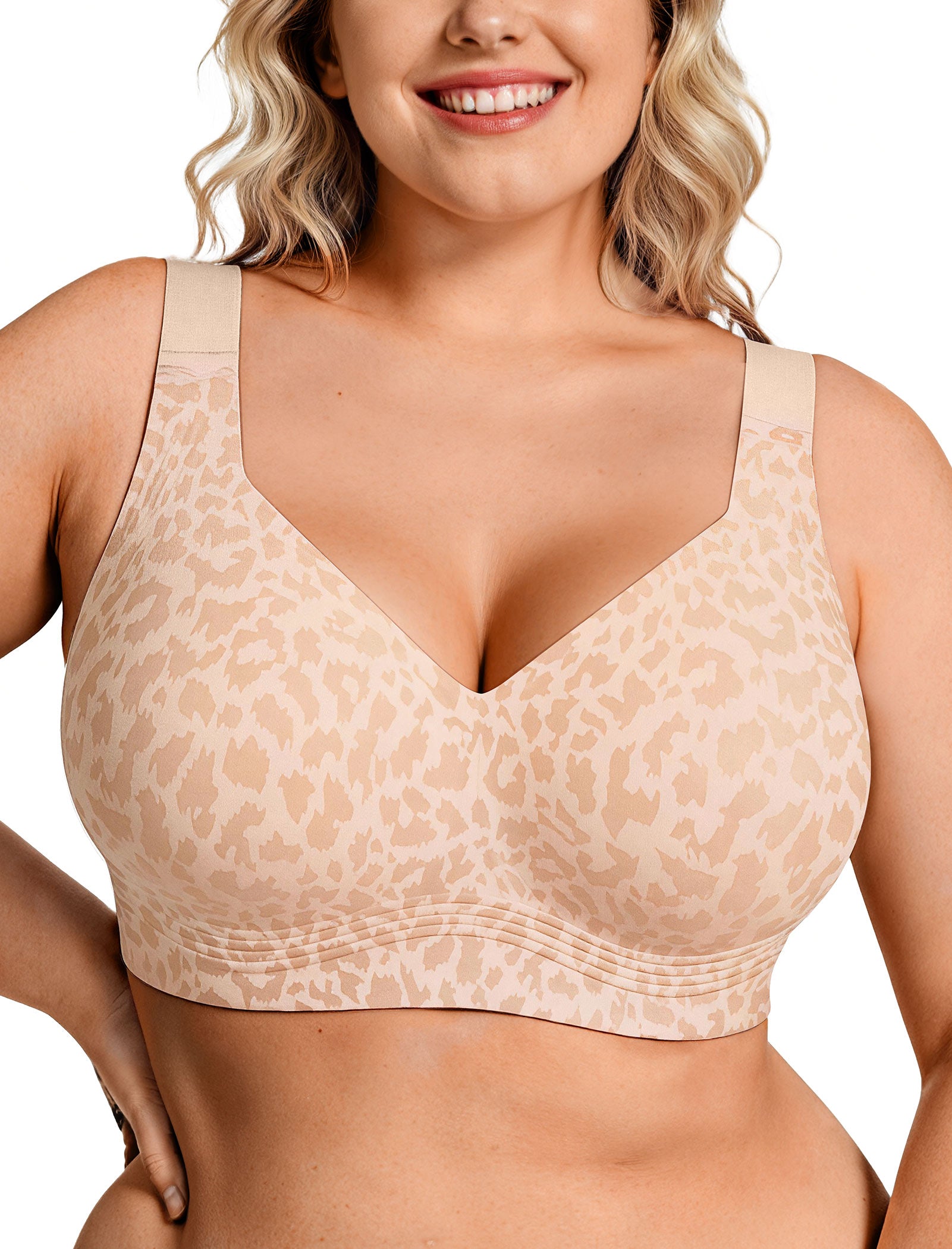 Jelly Bra Plus Size Supportive Seamless Bras - Skin Leopard - XL