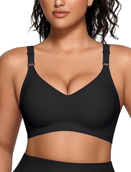 Wireless V Neck Bra with Front Adjustable Straps