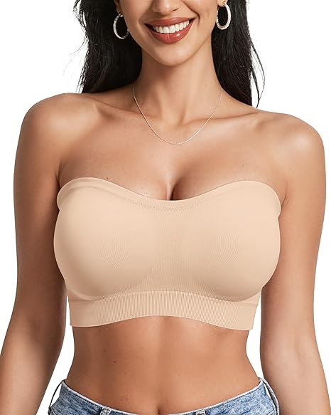 Wireless Strapless Bra Tube Top - Beige - S