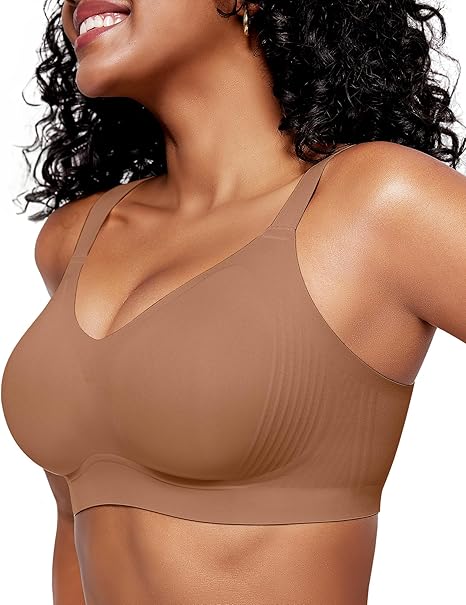 Full Coverage Plus Size Comfortable Tshirt Bra - Brown - 2XL