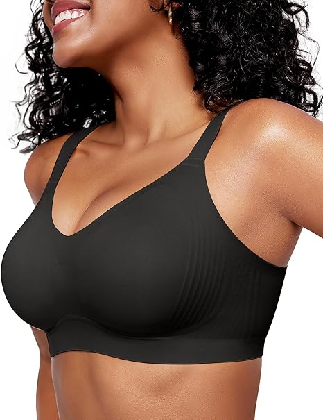 Full Coverage Plus Size Comfortable Tshirt Bra - Black - XL Plus