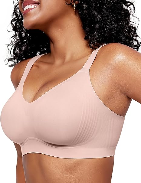 Full Coverage Plus Size Comfortable Tshirt Bra - Pink - S