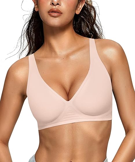 Deep V Jelly Bra No Underwire - Skin Color - 3XL