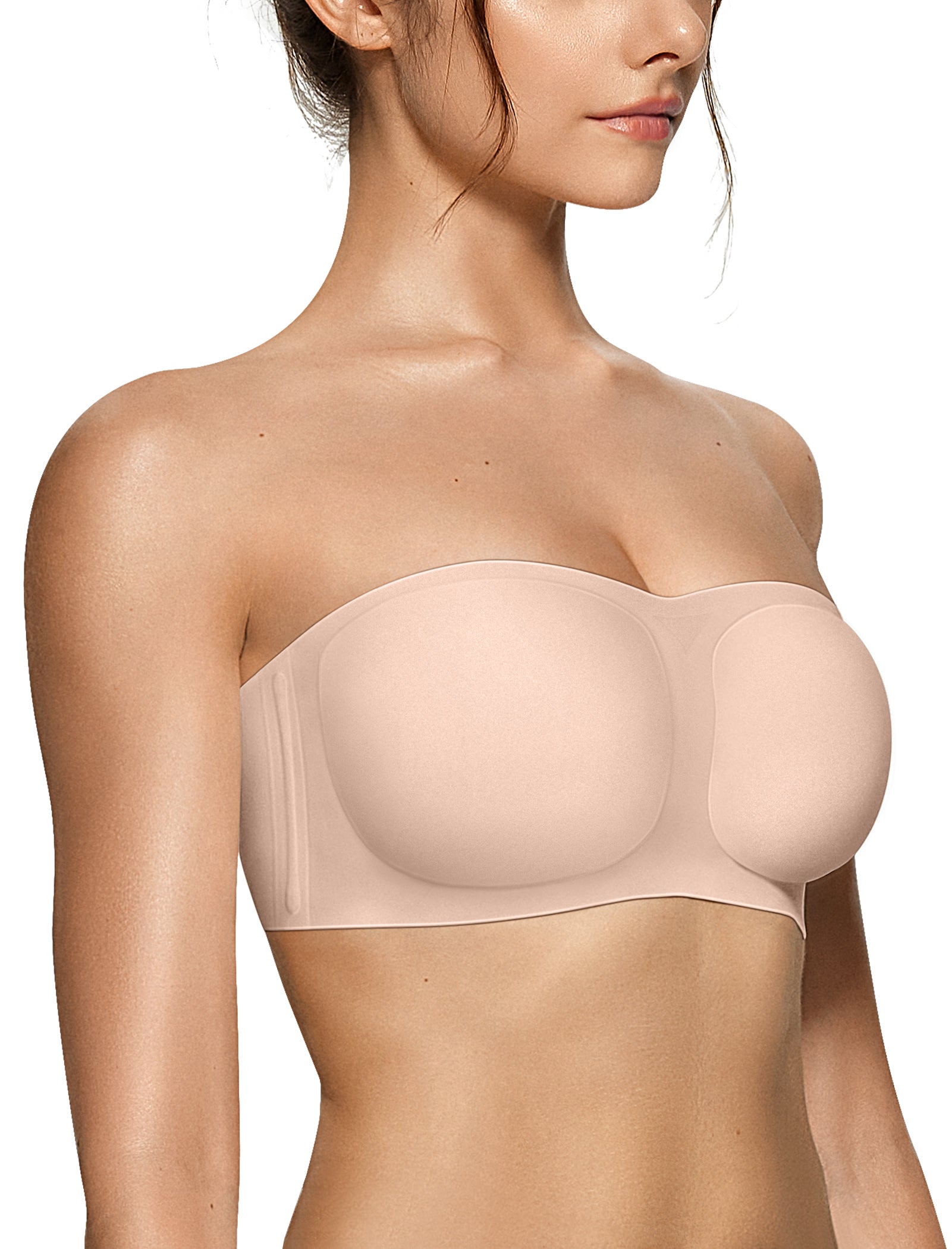 Strapless Non Slip Bandeau Jelly Bra - Nude - XS