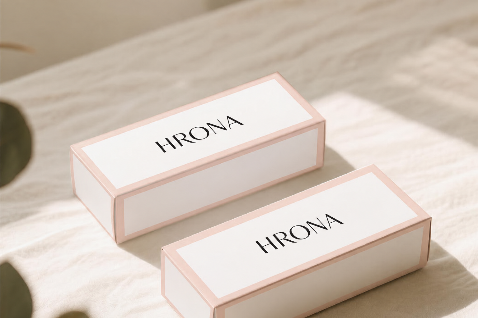 HRONA product packaging and everyday essentials