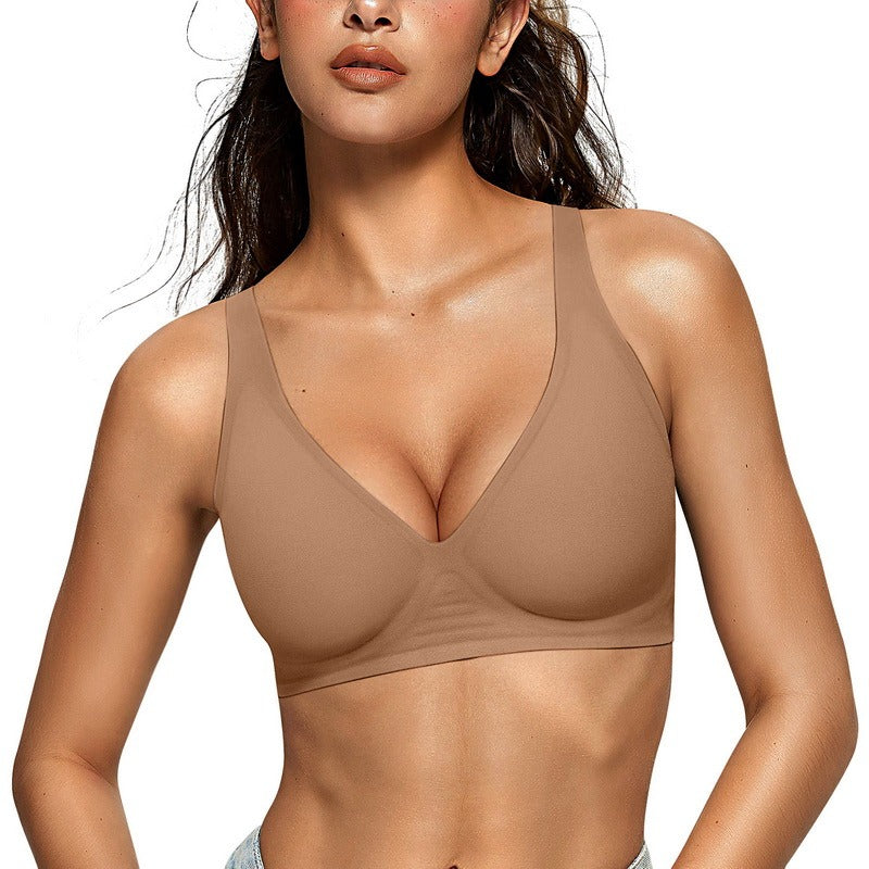 Deep V Jelly Bra No Underwire - Latte - S