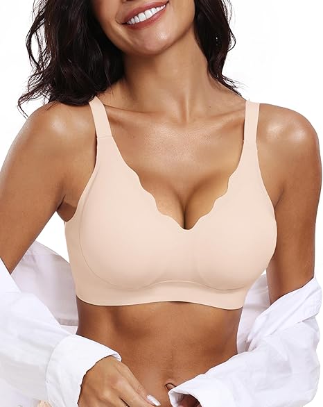 Scalloped Wireless Jelly Bra - Nude - 2XL