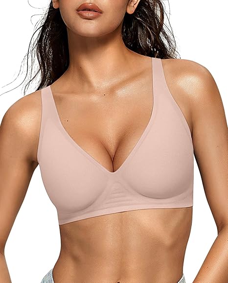 Deep V Jelly Bra No Underwire - Nude - XS