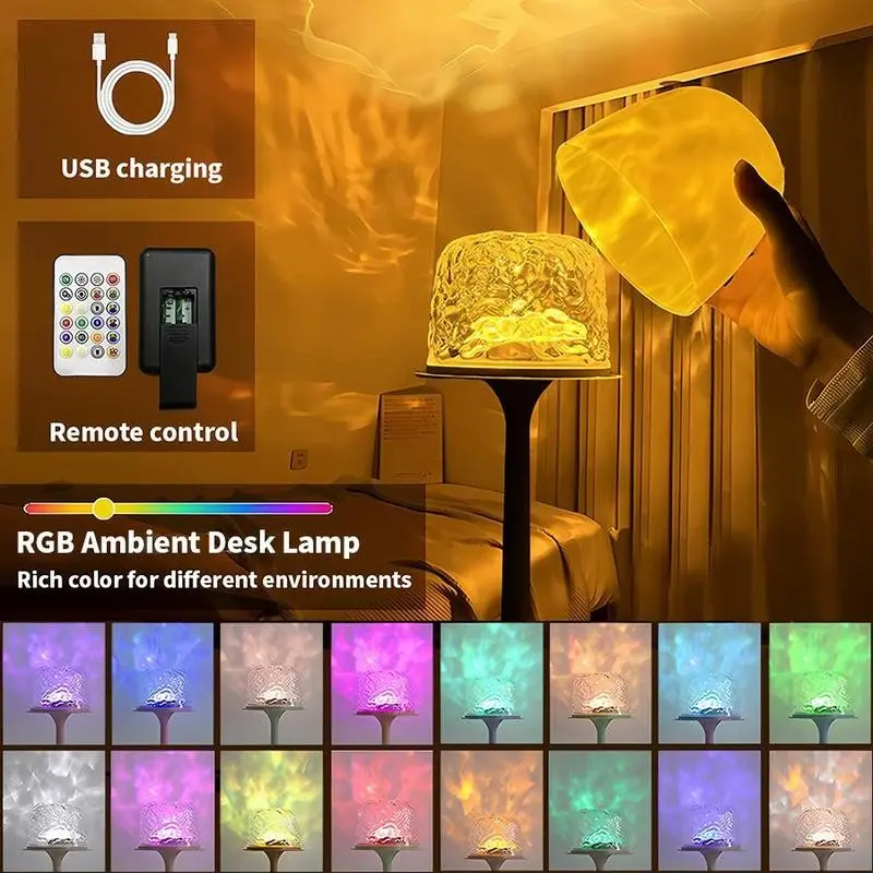 🌊 Ambient Table Lamp – 16 Colors & Remote Control