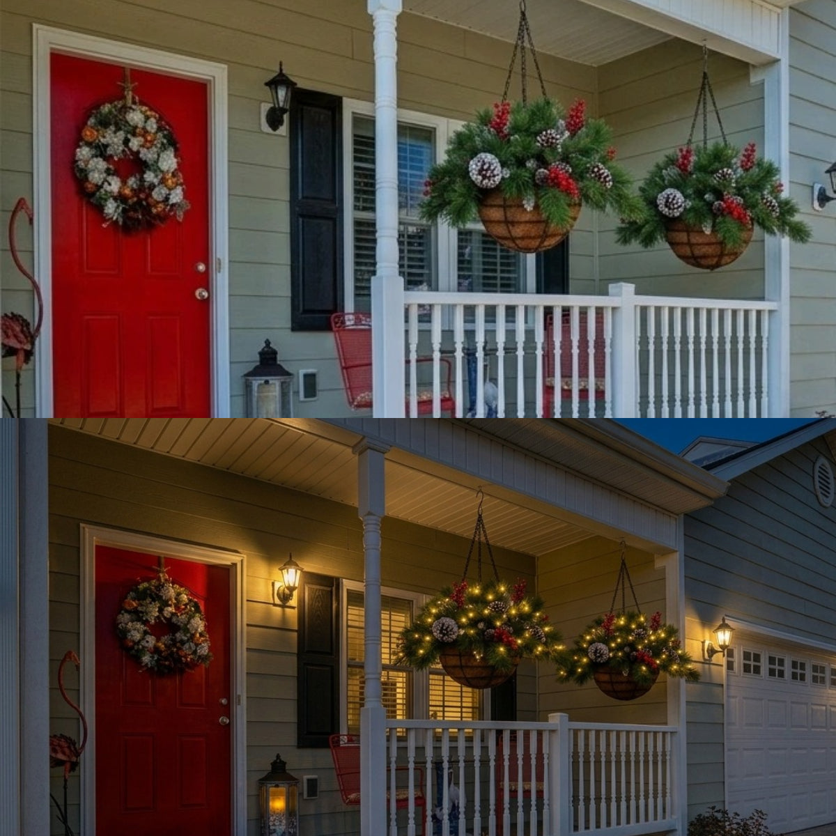 Christmas hanging basket lifestyle display