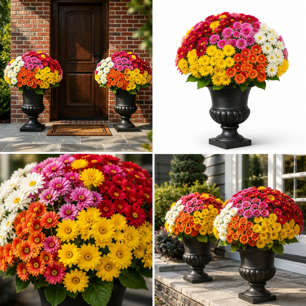 🌼- Artificial Outdoor Sunset Mums Flowers - UV resistant, Waterproof, Windproof