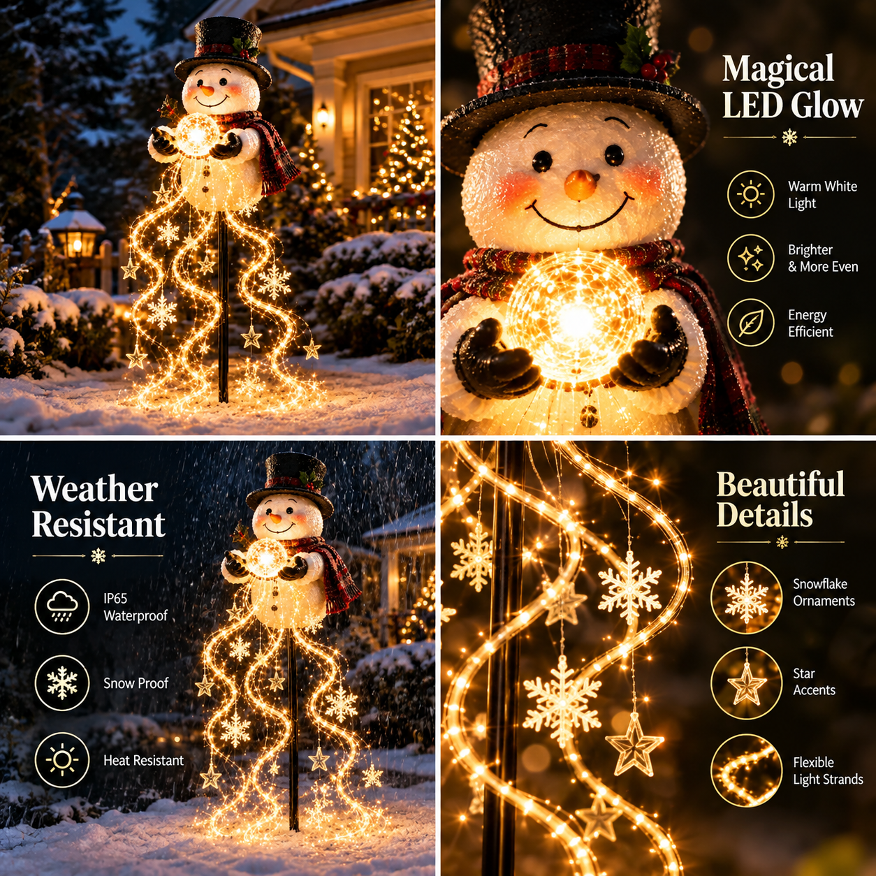 🎄Last day 49% OFF⛄Snowman Magic Fountain-Flowing Snowflake LED Christmas Garden Light❄️