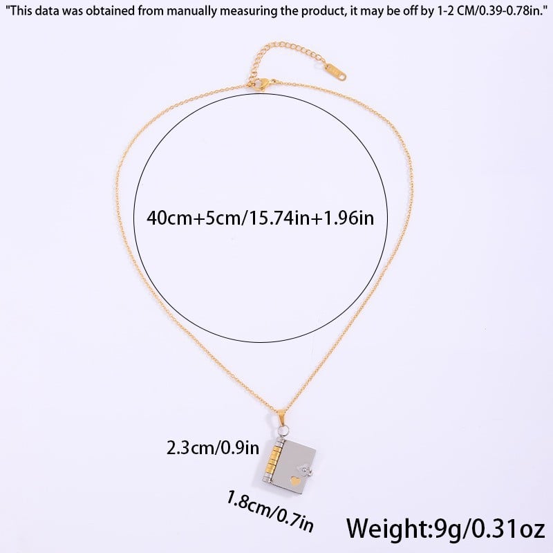 Book Necklace Pendant Size Guide