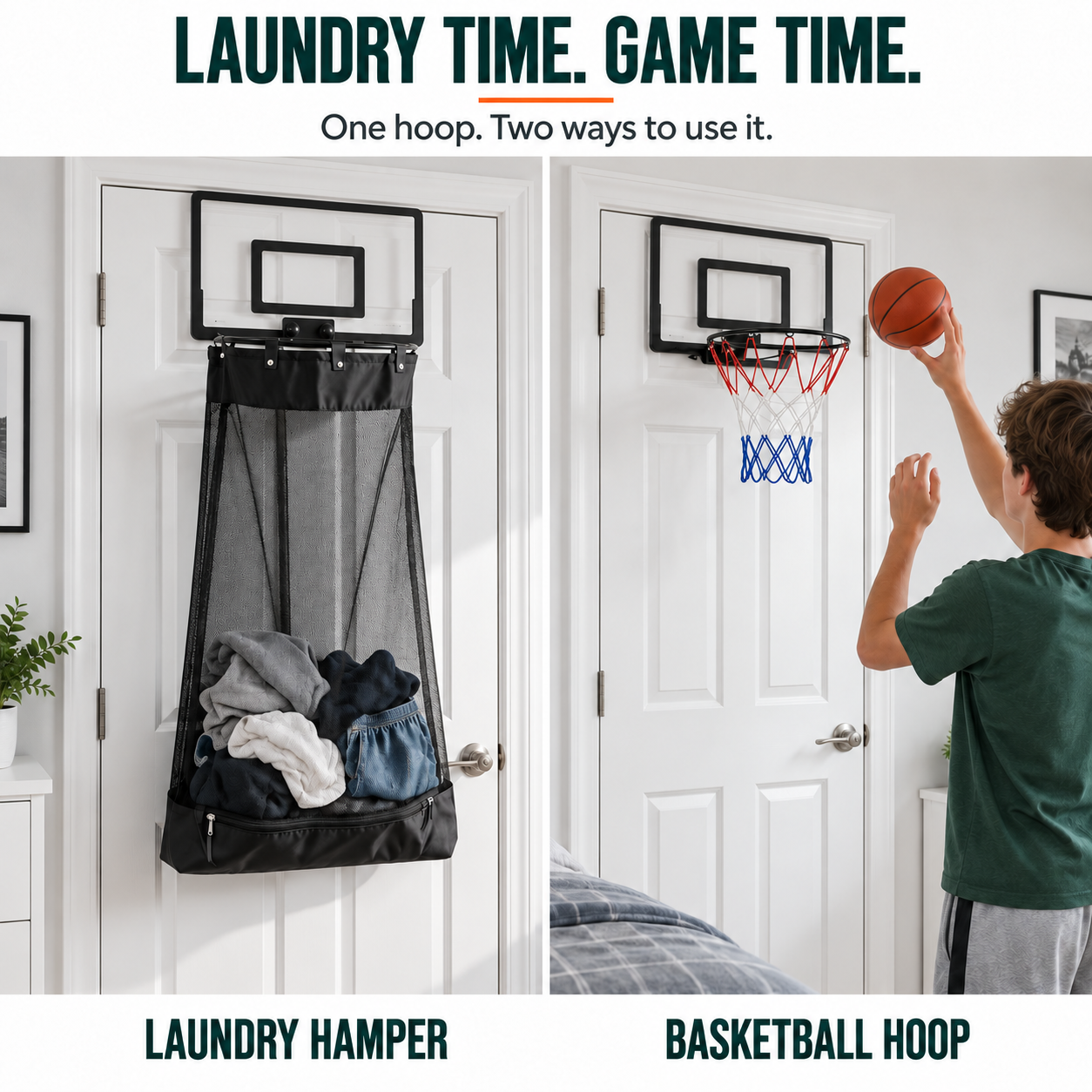 🏀2-in-1 Basketball Laundry Hoop