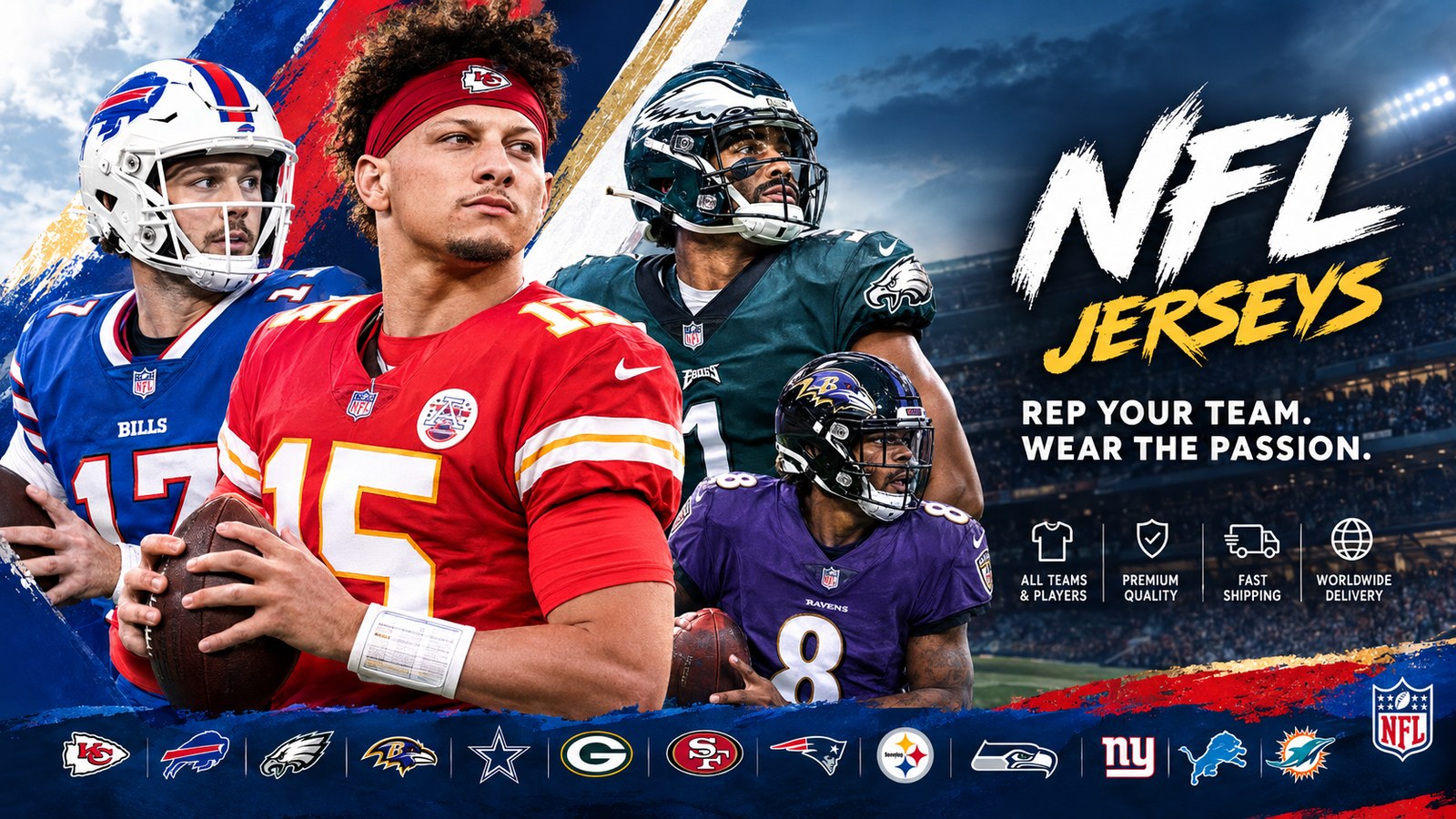 NFL team fan favorite jerseys with home and away colorways