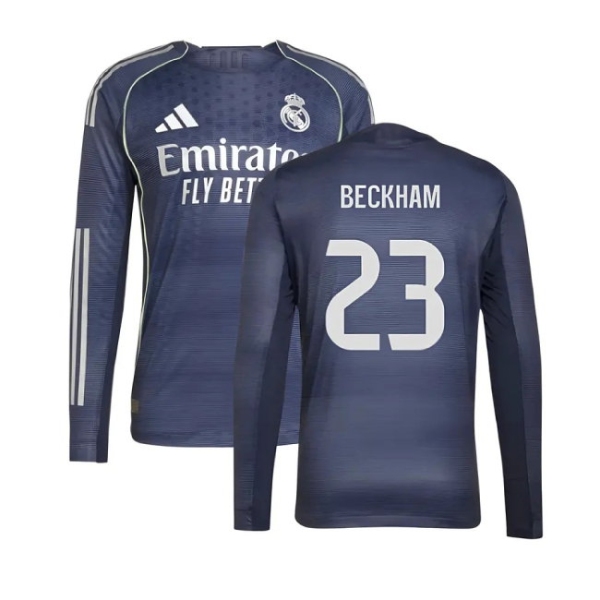 2025-2026 Real Madrid Long Sleeve Away Shirt (Beckham 23)