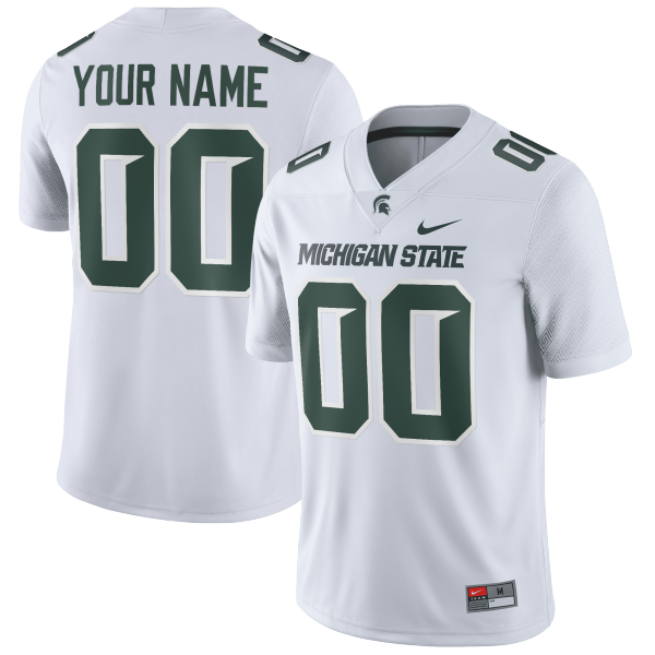 Michigan State Spartans Football Custom Game Jersey - White