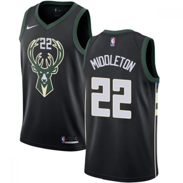 Men's Milwaukee Bucks Khris Middleton #22 Black Swingman Jersey - Statement Edition