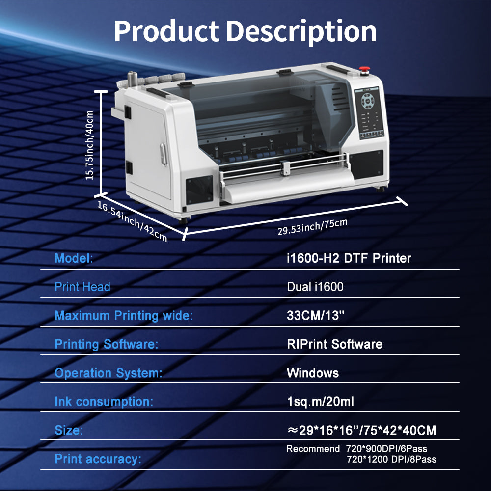 Colorsun 1600-H2 Dual-Head Industrial DTF Printer
