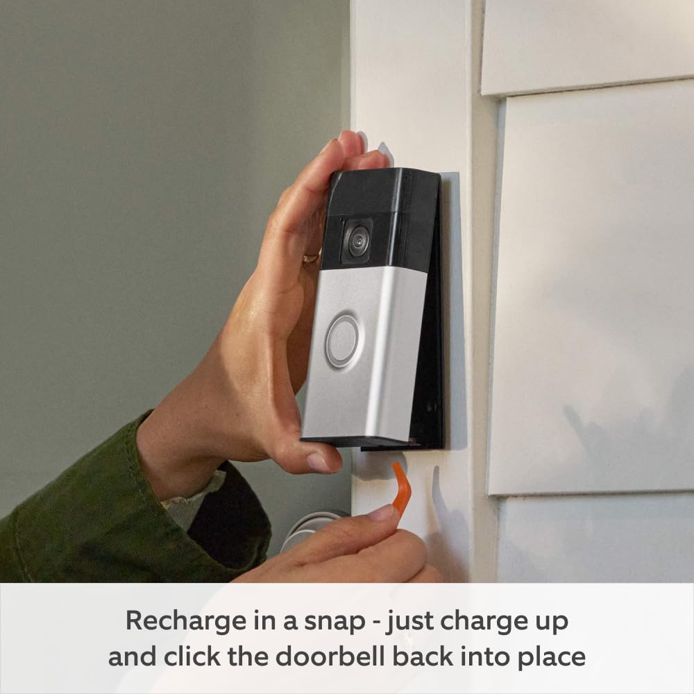 Ring Battery Video Doorbell (Lansat în 2024) | Cameră video fără fir DIY pentru sonerie I Vedere din cap până la picioare, video HD | Instalare ușoară (5 minute) | Bateria încorporată I Ring Home Probă gratuită de 30 de zile