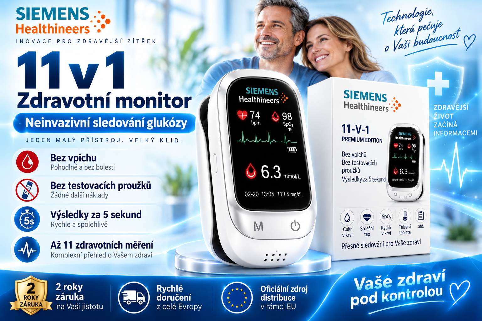 😍Glucometru multifuncțional non-invaziv Siemens (garanție 10 ani) (măsurare precisă în 5 secunde)😍