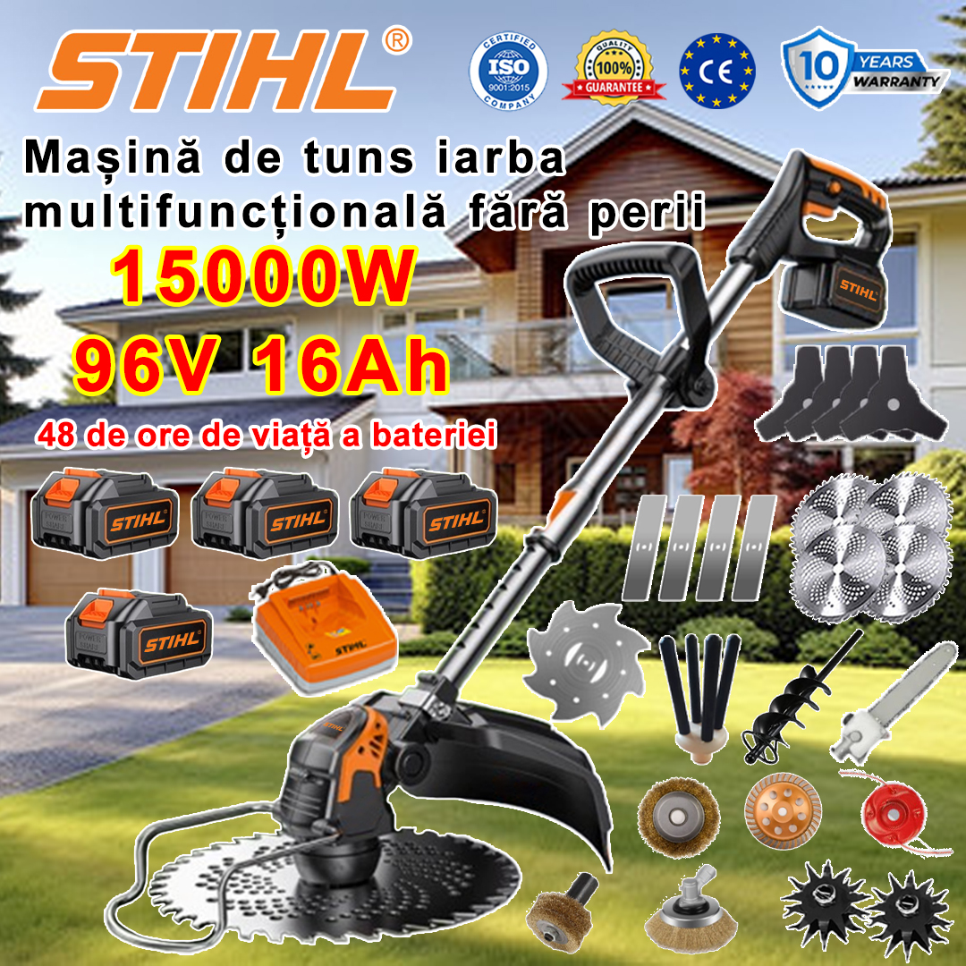 Mașină de tuns iarba multifuncțională fără perii STIHL 15000W cu litiu-ion