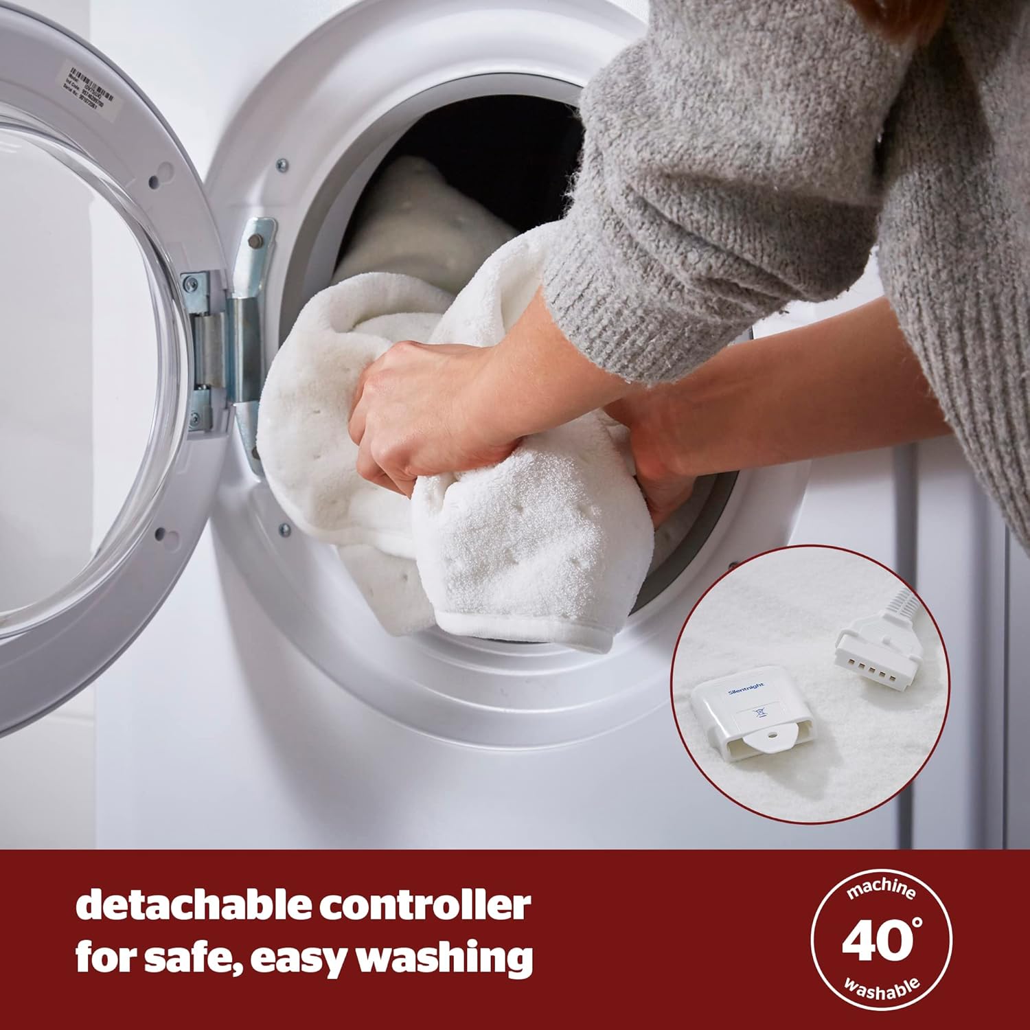 Silentnight  Pătură electrică Comfort Control - Pătură electrică încălzită cu 3 setări de încălzire, încălzire rapidă și curele ușor de instalat - lavabilă la mașină