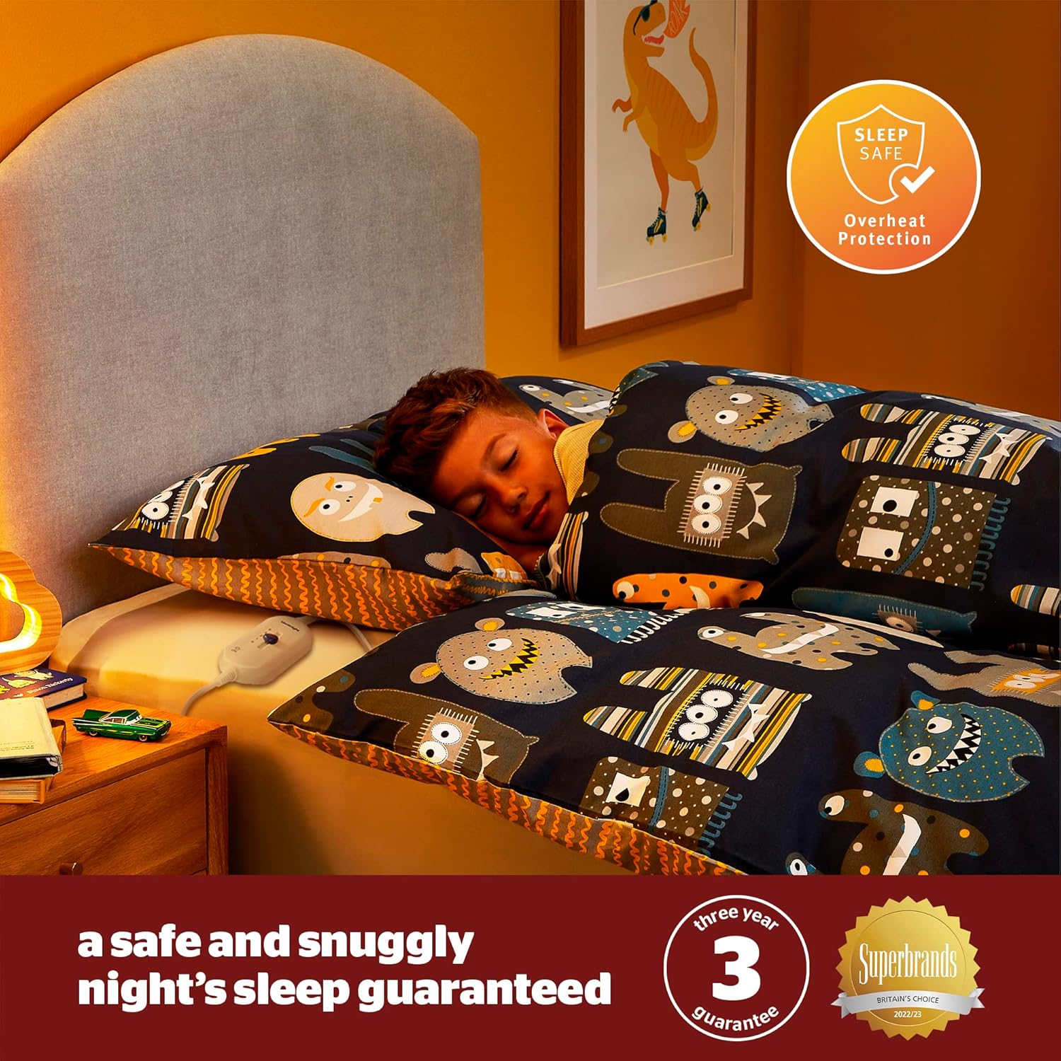 Silentnight  Pătură electrică Comfort Control - Pătură electrică încălzită cu 3 setări de încălzire, încălzire rapidă și curele ușor de instalat - lavabilă la mașină