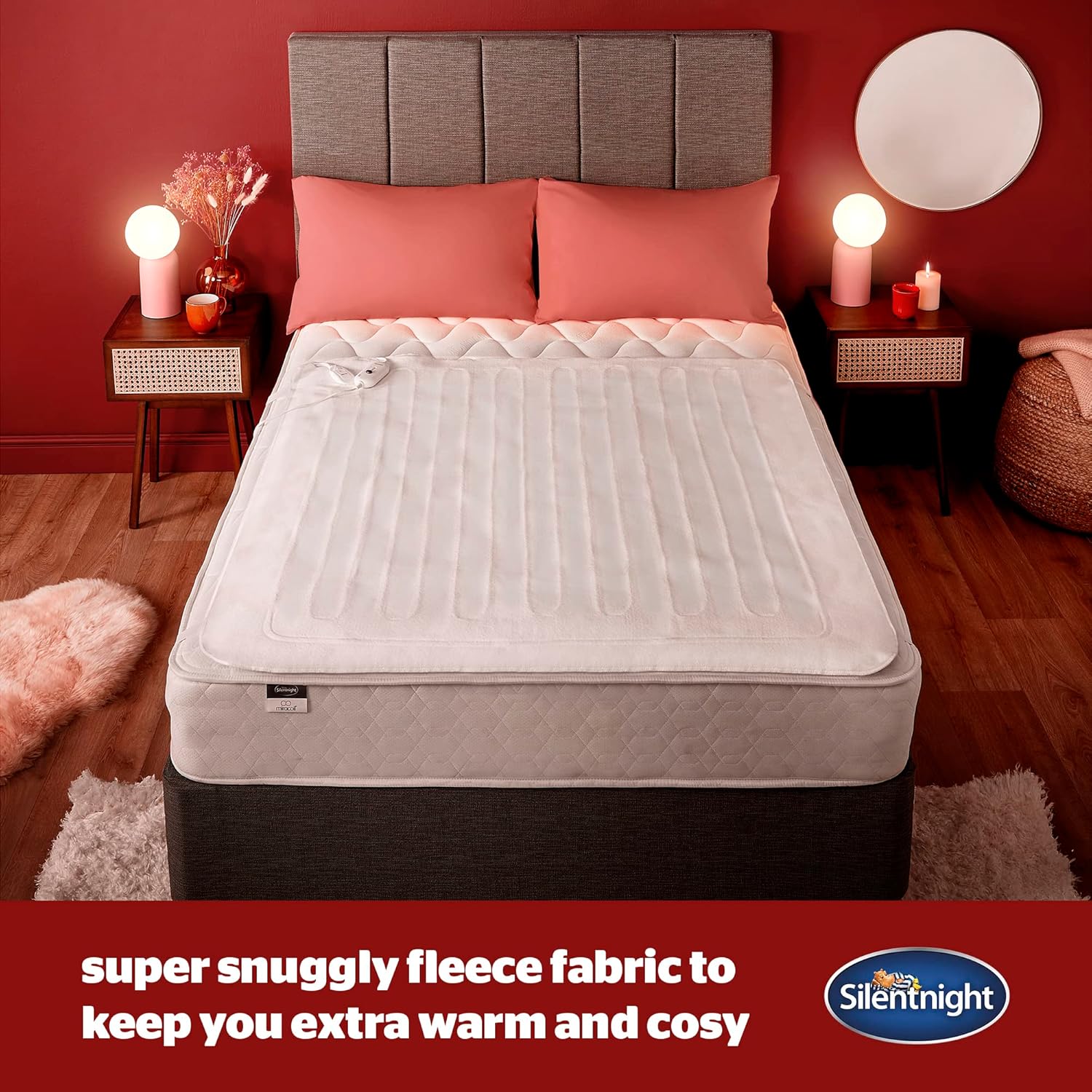 Silentnight  Pătură electrică Comfort Control - Pătură electrică încălzită cu 3 setări de încălzire, încălzire rapidă și curele ușor de instalat - lavabilă la mașină