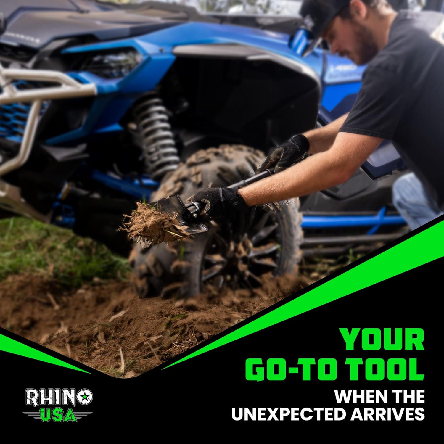 Lopată de supraviețuire pliabilă RHINO USA cu Pick - Instrument rezistent din oțel carbon pentru off-road, camping, grădinărit, plajă, săpat în murdărie, nisip, noroi și zăpadă.