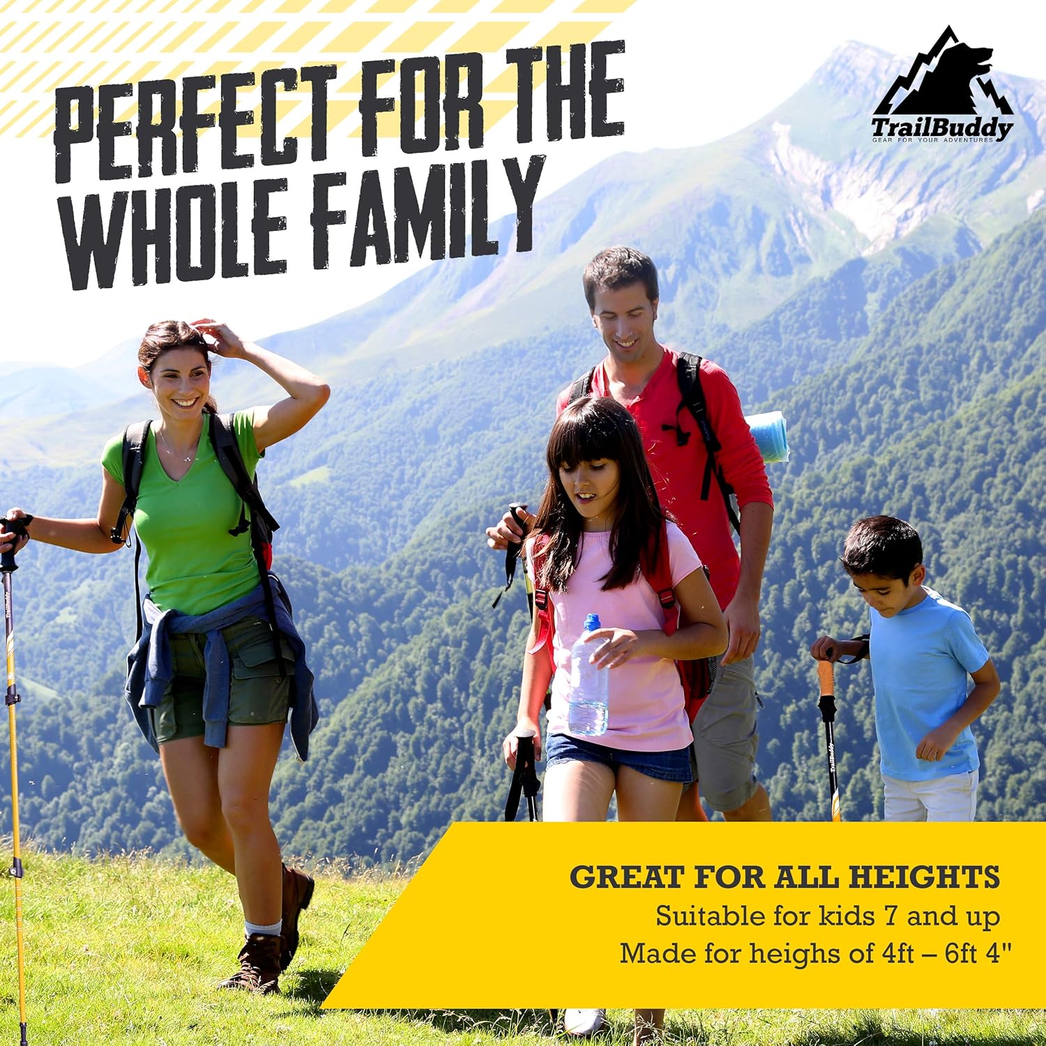Bețe de drumeție TrailBuddy - Pachete de 2 bețe de drumeții ușoare, reglabile pentru drumeții, camping și rucsac - bețe de drumeție cu mânere din plută și curele căptușite