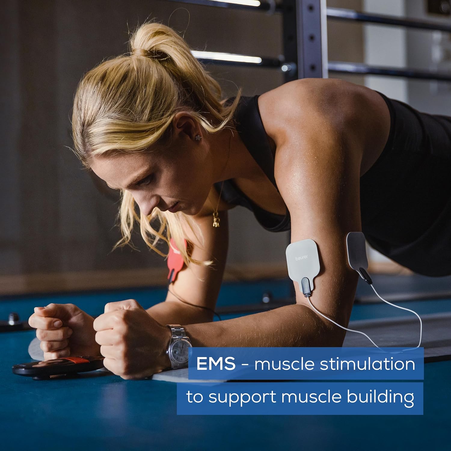 Beurer EM59 Dispozitiv digital TENS/EMS cu căldură, dispozitiv de stimulare 4 în 1 pentru terapia durerii, stimularea musculară, masaj și terapie cu căldură, 4 electrozi, 70 de programe, 50 de niveluri de intensitate