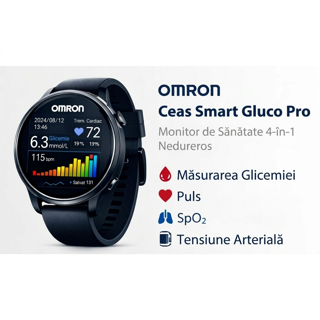 Monitor inteligent de glucoză Omron Pro – Monitorizare nedureroasă a glicemiei 4 în 1