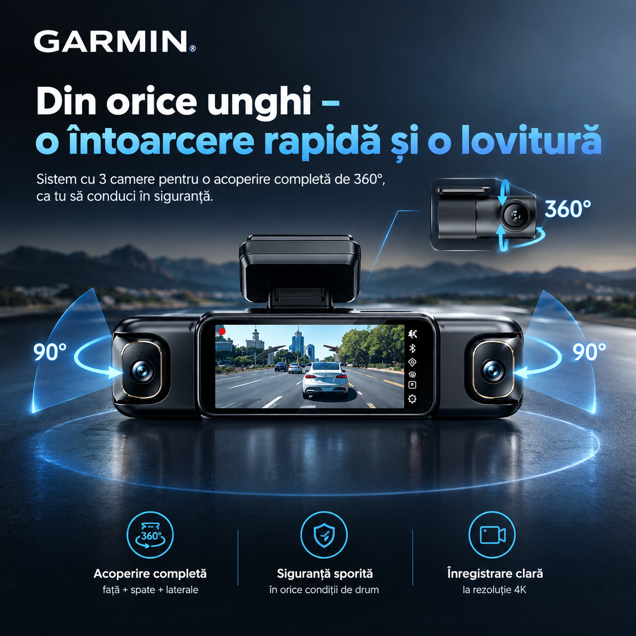 🎥🎥 Cameră inteligentă pentru mașină – 4K Ultra HD, panoramă la 360°, vedere nocturnă și urmărire GPS, toate într-unul! 🚗🚗