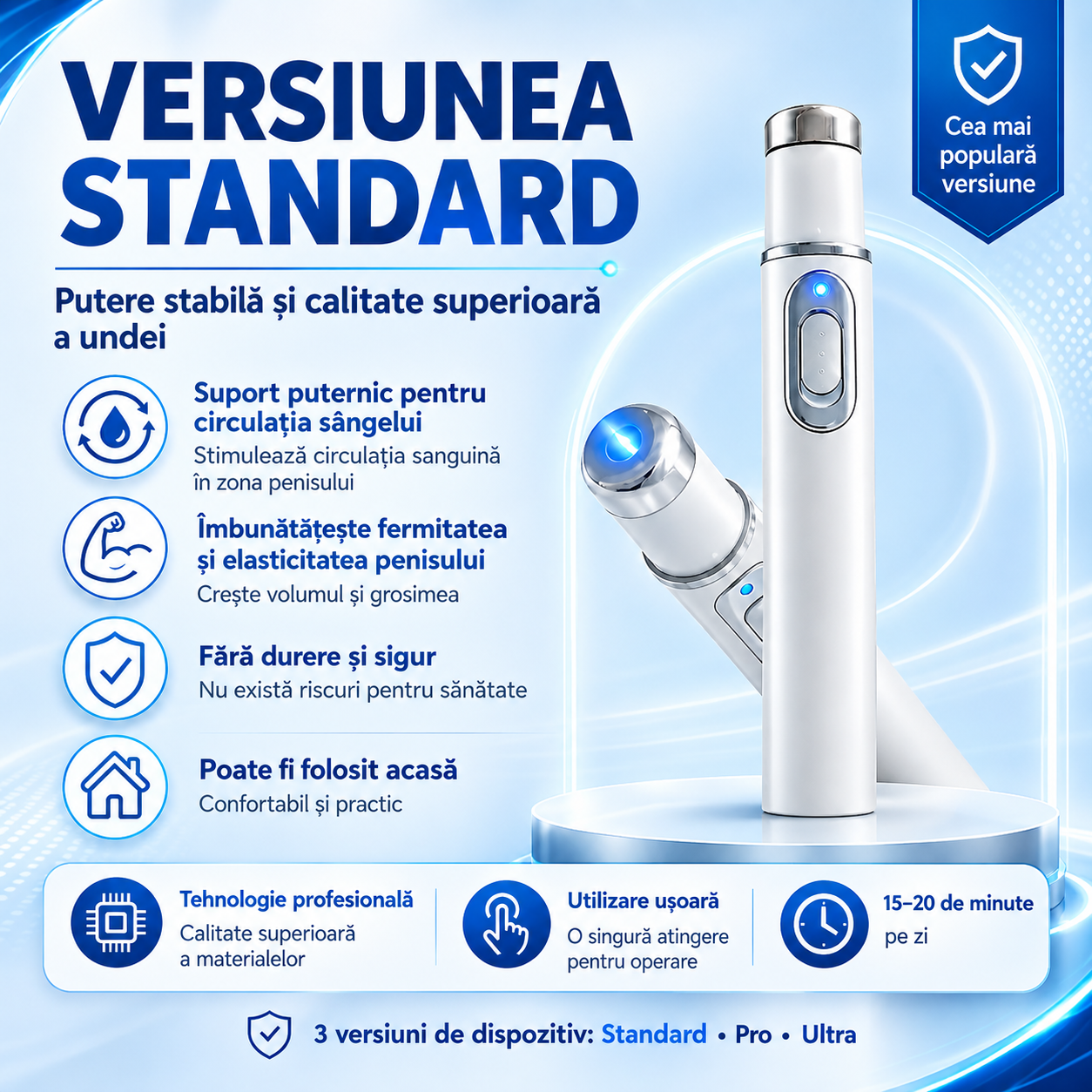 Terapia avansată cu unde de șoc acustice restabilește sănătatea țesutului penian și îmbunătățește fermitatea erecției, rezistența și încrederea în sine a bărbatului, atenuând în același timp durerile musculare, rigiditatea articulară și durerile tendinoas