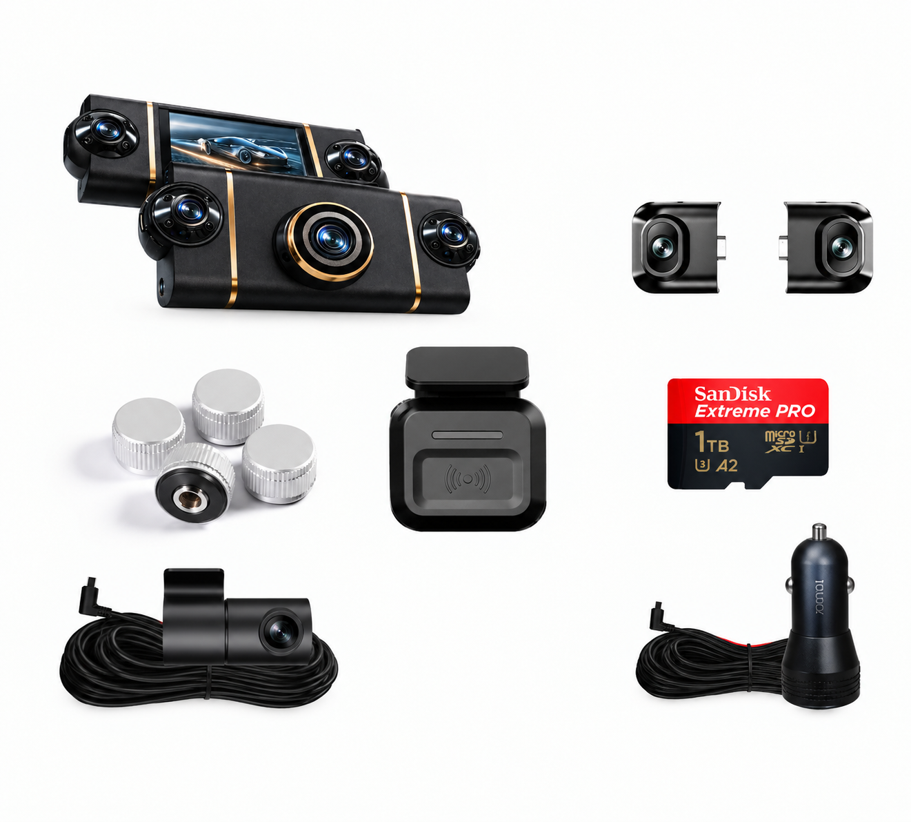 Cameră auto cu 4 camere – acoperire completă la 360°, înregistrare clară ziua și noaptea, 4K Ultra HD