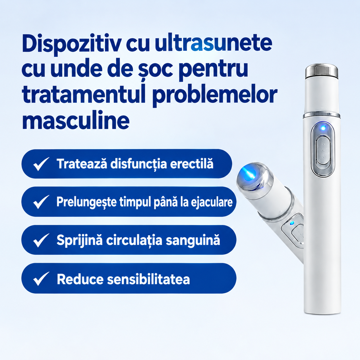 Terapia avansată cu unde de șoc acustice restabilește sănătatea țesutului penian și îmbunătățește fermitatea erecției, rezistența și încrederea în sine a bărbatului, atenuând în același timp durerile musculare, rigiditatea articulară și durerile tendinoas