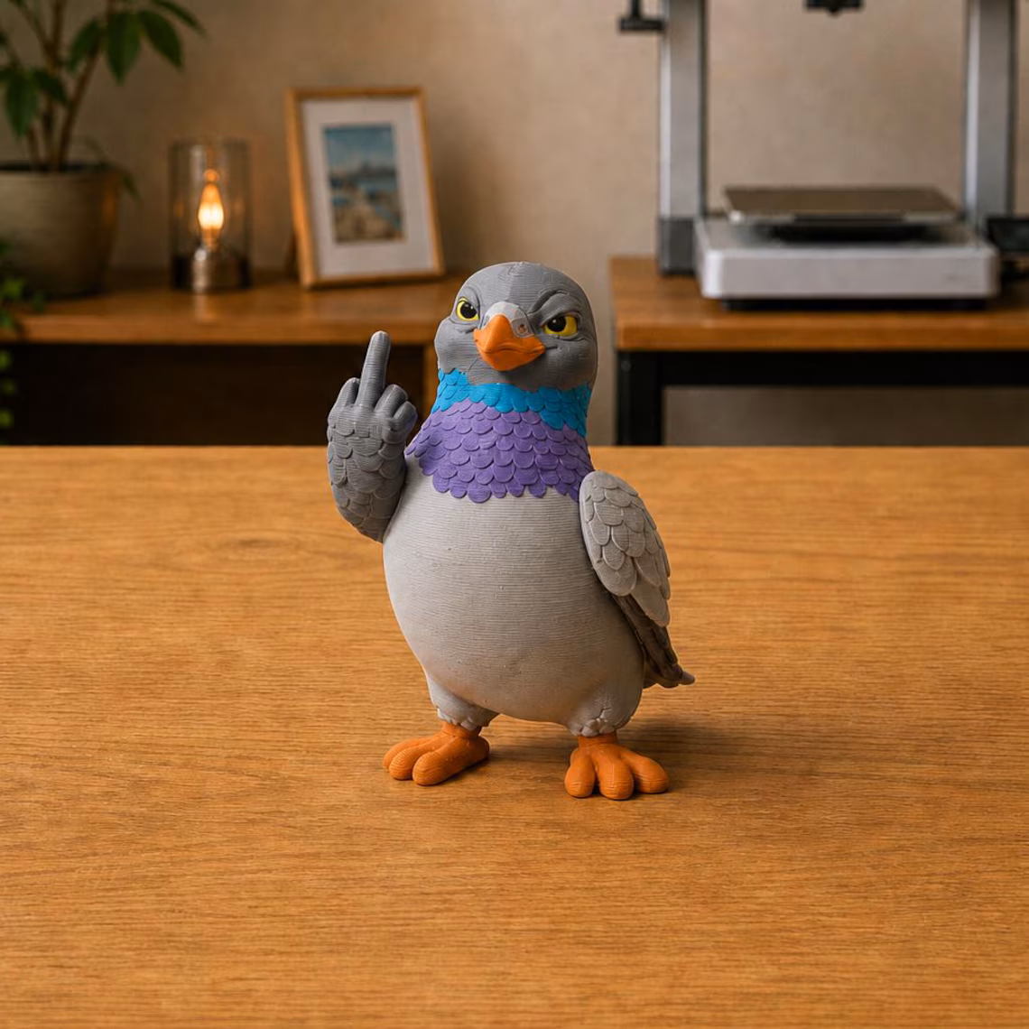 Middle Finger Pigeon – Funny Coworker Gift and Sarcastic Desk Decor