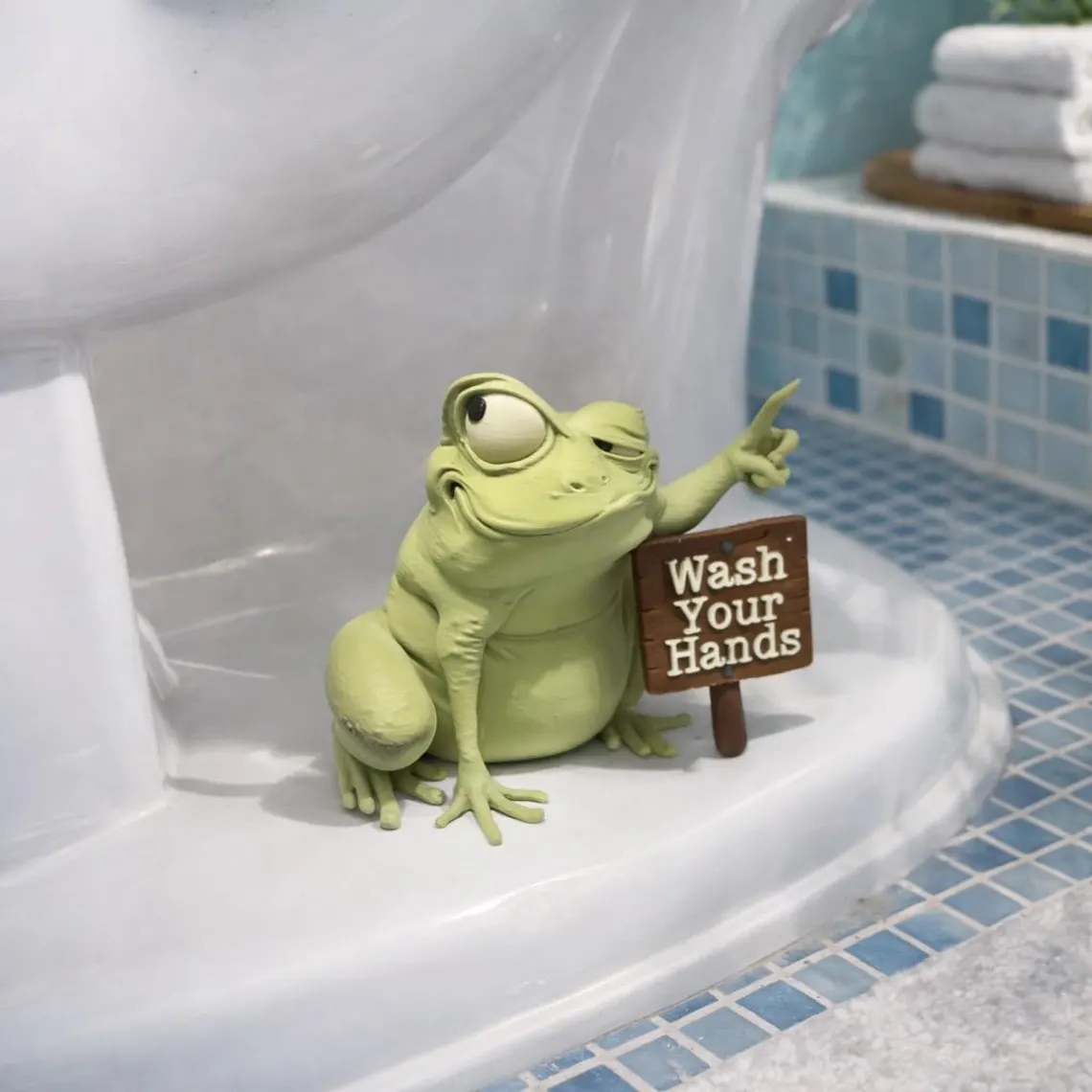 Pointing Frog Toilet Buddy – Funny Bathroom Decor