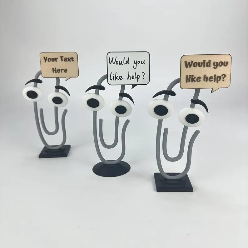Clippy Desk Toy with Custom Text Sign