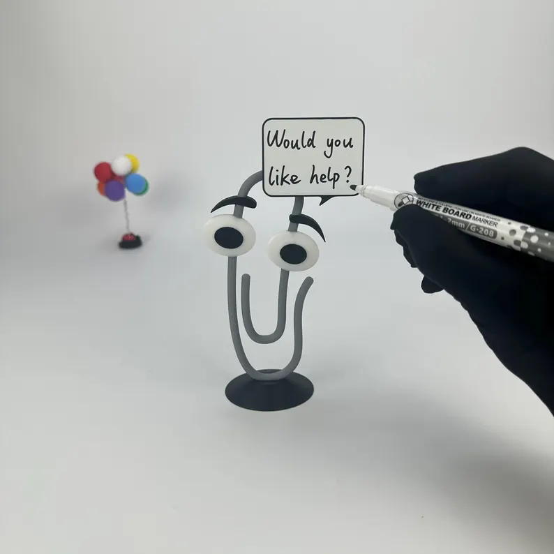 Clippy Desk Toy with Custom Text Sign