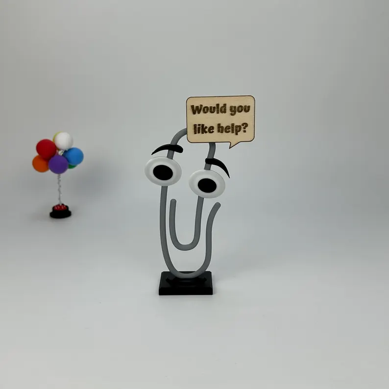 Clippy Desk Toy with Custom Text Sign