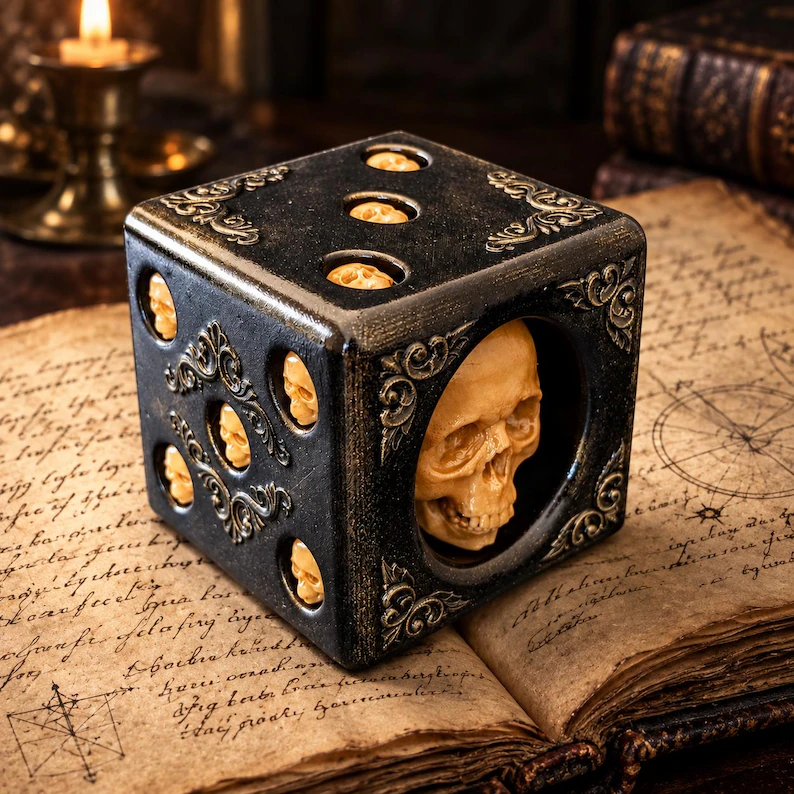 Hand Painted Skull Dice 