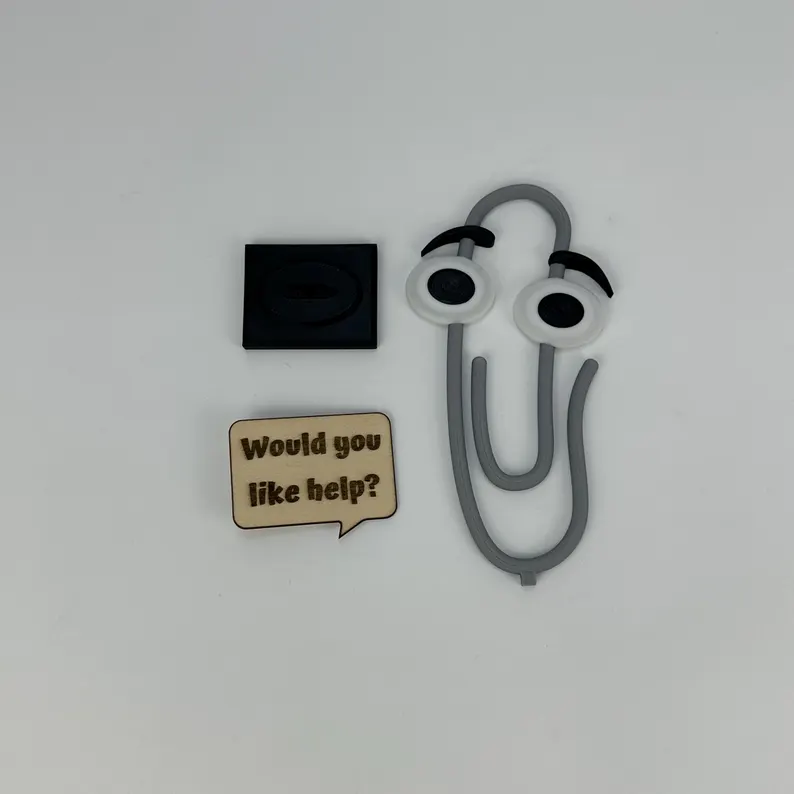 Clippy Desk Toy with Custom Text Sign