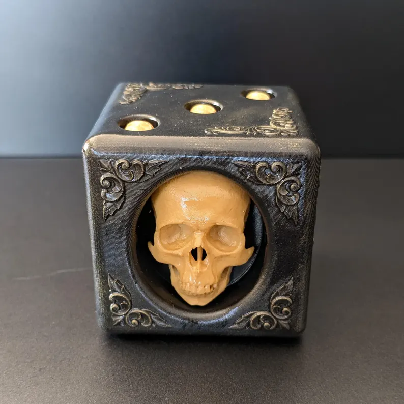 Hand Painted Skull Dice