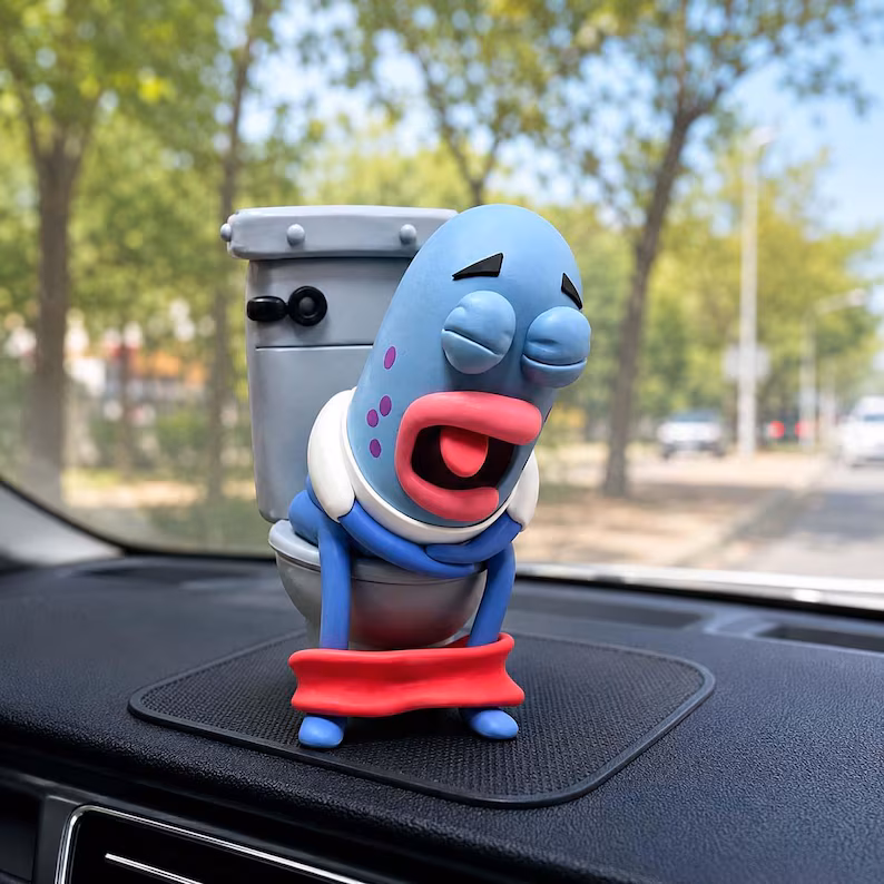 Funny Ugly Fish Toilet Figurine